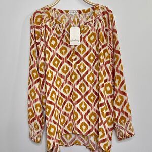 Wonderly Long Sleeve Airflow V-Neck Peasant Top Size 2X